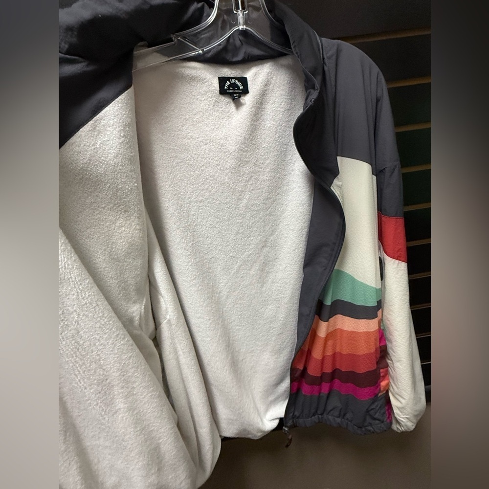 The Upside Women’s L Colorblock Windbreaker Jacket Sunset Stripes Retro Sport - Picture 4 of 6
